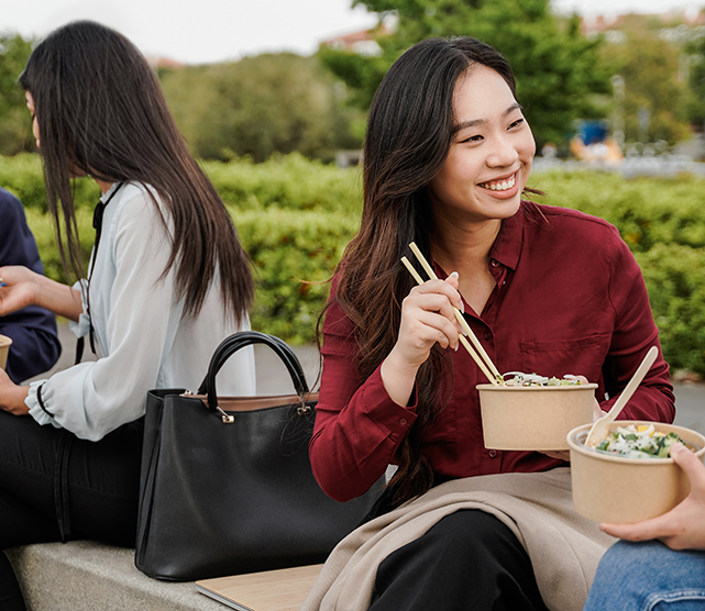 2DEInotnewca641x556 Diverse group of women having lunch and talking