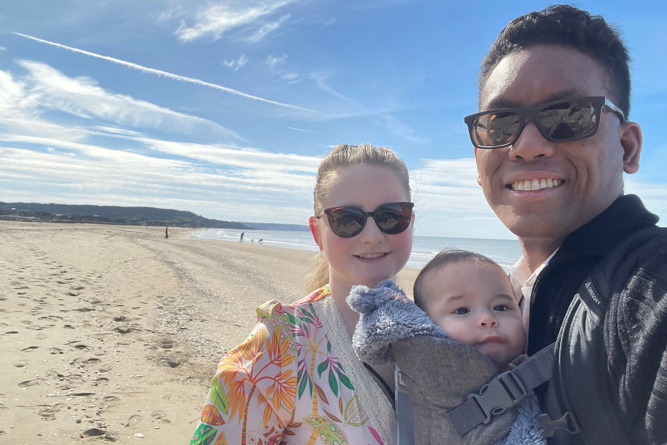 FA, Chris Velasco and family on the beach.